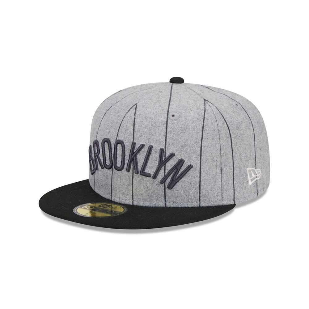 New Era Brooklyn Nets Heather Pinstripe 59FIFTY Fitted Hat - Size 7 1/8